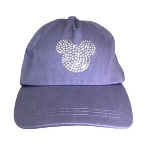 Disney Girls Purple Blue Mickey Mouse Rhinestone Baseball Cap Hat - Youth Large